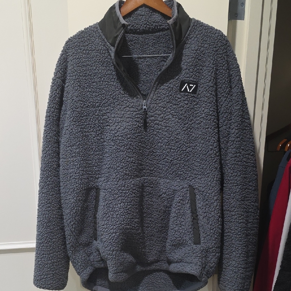 Men's Gray Fleece Pullover Jacket